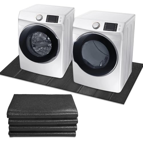 Washer Dryer Anti-Vibration Mat 62.9 * 29.5 Inches Foldable Rubber Mat for Washing Machine Dryer Waterproof Noise Reducing Pads Non-Slip Shockproof Mat for Floor Protection