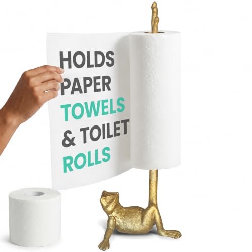 Gold Paper Towel Holder, Metal Toilet or Kitchen P... (Gold Frog)