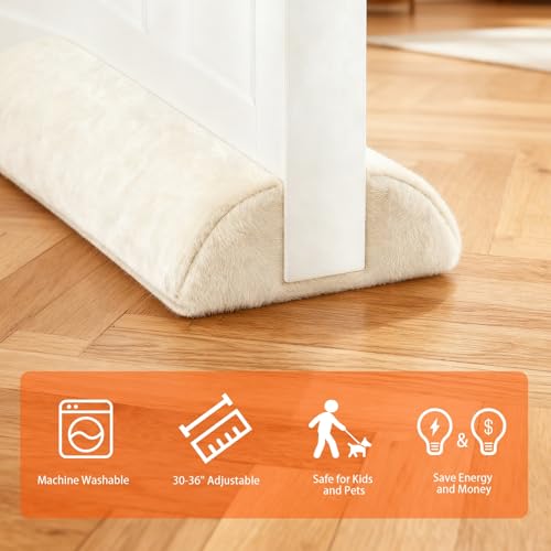 GDHOMM Door Draft Stopper for Bottom of Door, Adjustable Door Sweep Door Draft Blocker Door Gap Filler, Energy Saving, Keeps Sound Draft Light Out - Fits 30” to 36” Door