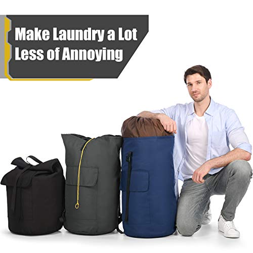Backpack Laundry Bag, 115L Heavy Duty Extra Large College Laundry Backpack, Dirty Clothes Bag with Shoulder Straps, Laundry Hamper Bag with Drawstring Closure for College Dorm, Apartment Black