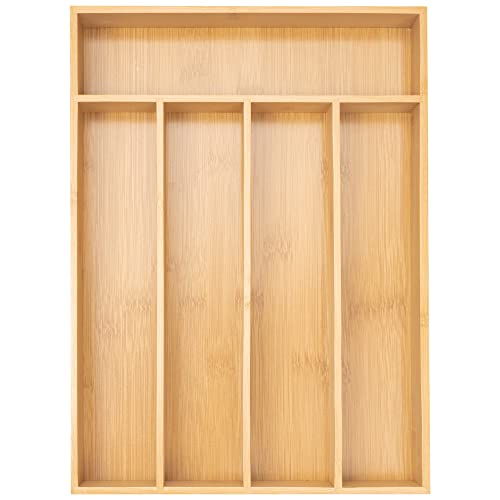 Silverware Organizer Kitchen Drawer Organizer Uten... (Natural | Bamboo)