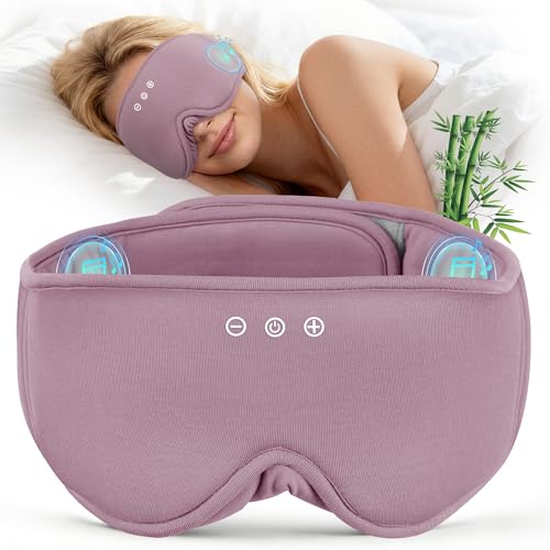 MUSICOZY Bluetooth 5.4 Sleep Headphones, Wireless Eye Mask Bamboo Fiber | Flat Full Coverage Design, Ultra-thin Speakers, 14-hour Playtime, Washable Removable Module for Sleeping, Meditation, Travel