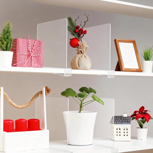 LoveBB 12 Pack Shelf Dividers for Closet Organizers and Storage, Clear Vertical Shelf Closet Separators for Sweater, Shirts, Clothes, Handbags