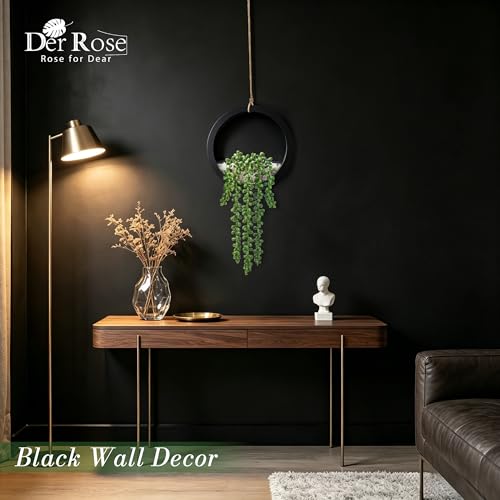 Der Rose 2 Pack 16" Artificial Hanging Plants in Black Pots for Wall Decor | Hanging succulents plants,faux string of pearls plants,great for bathroom bedroom living room boho wall decor,fresh all year