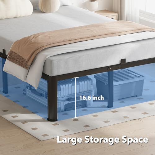 VIPSHOW 18 Inch Queen Bed Frame with Round Corners No Box Spring Needed