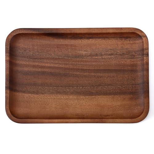 Serving Acacia Wood Valet Tray for Men Women, Catch All Acacia Mens Key Dump Bedside Nightstand Organizer EDC Decorative Wooden Tray for Phone Watch Wallet Keys Jewelry