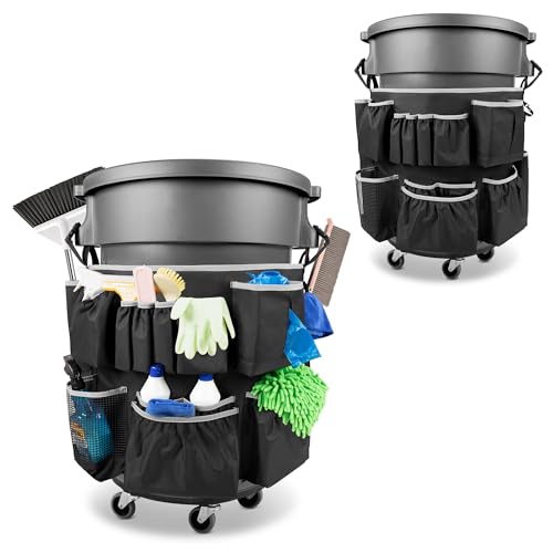 Trash Can Caddy Bag with 13 Pockets Fit 32-55 Gall... (Nylon)