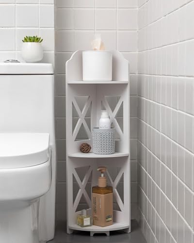 Corner Shelf Small Bathroom: Frees Up 65% Bath Spa... (White)