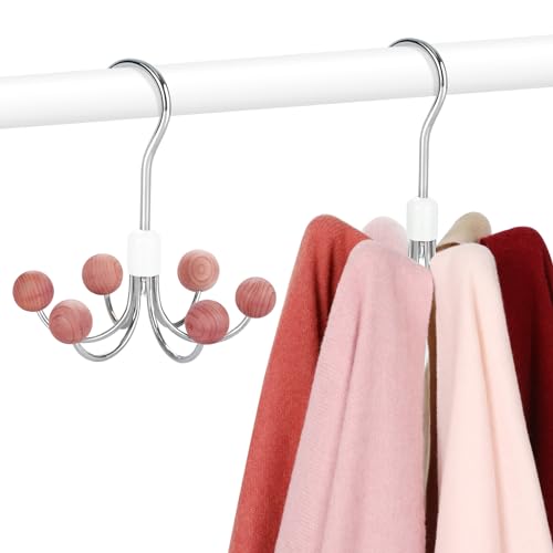 Hoodie Hangers 2-Pack with 6 Cedar Balls, 360°Swiv... (2 Count | Cedar | Cedar Wood)