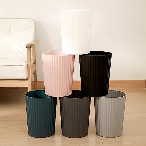 JiatuA Small Trash Can Plastic Wastebasket Round Garbage Container Bin for Bathroom, Kitchen, Bedroom, Home Office, College Dorm, Black | Sturdy Stylish Decor Round Garbage Container Bin for Kitchen, Bedroom, Home Office, College Dorm Essentials