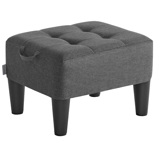 Foot Stool with Legs, Small Footstool Ottoman, Lin... (Dark Gray)