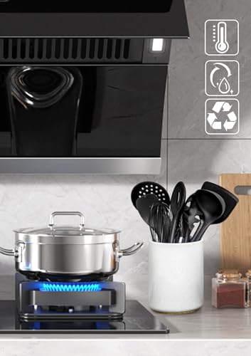 Nucookery Ceramic Kitchen Utensil Holder for Countertop Organizer 6.4" Sand | cooking utensil crock for kitchen counter, sturdy non-slip base,easy to clean,vintage farmhouse kitchen decor, Christmas Gift