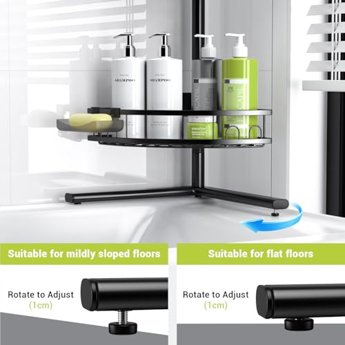 Corner Shower Caddy Standing: 4-tier Rustproof Shower Organizer Shelf - Floor Shower Corner Shelf for Bathroom, Renters, Apartment & Dorm
