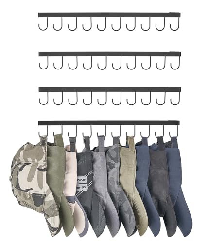 Hat Organizer, Metal Hat Rack for Wall Storage Hol... (Black | Metal)