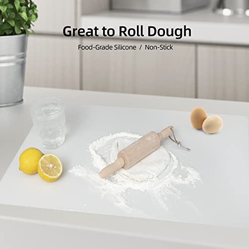 2 Pack Silicone Mats for Kitchen Counter, Treerit 23.62" x 15.75" Thick Large Silicone Mat, Nonskid Heat Resistant Countertop Protector, Easy to Clean, White Translucent