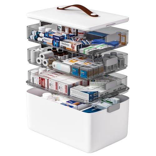 4- Tier Medicine Storage Box Organizer Portable Fi...