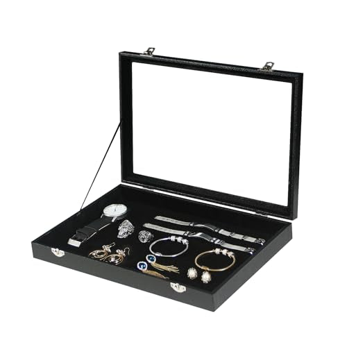 Jewelry Organizer Box, Black Velvet Blank Display... (Black Velvet | Velvet, Wood)