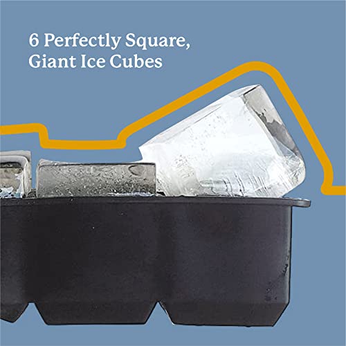 Large Silicone Premium Ice Trays, 2-Pack Combo, 2 Inches Big Cubes & 2.5 Inches Sphere Ice Molds - BPA Free, Craft Ice Maker for Gifting, Whiskey, Cocktails, Easy Release - Gray