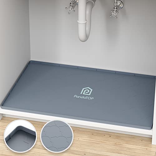 Under Sink Mat, 34" x 22" Silicone Kitchen Cabinet... (Gray | Silicone)