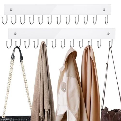 Belt Hanger Wall Mounted, Wooden Coat Rack Belt Or... (2 Count | White | Wood)
