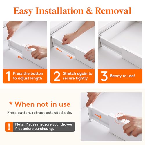 Lifewit 5 Pack Upgrade Drawer Dividers for Clothes, 4" High 11"-17" Adjustable Dresser Drawer Organizers, Expandable White Plastic Drawer Separators for Kitchen, Nursery, Office Organization & Storage