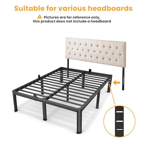 20 Inch Queen Size Metal Platform Bed Frame with Round Corners Leg