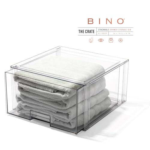 BINO | Stackable Storage Drawers, Tall X-Large - Clear | THE CRATE COLLECTION | Storage Bins With Drawers | Bathroom Organizers | Under Sink Organizer | Vanity Cabinet Home Organization
