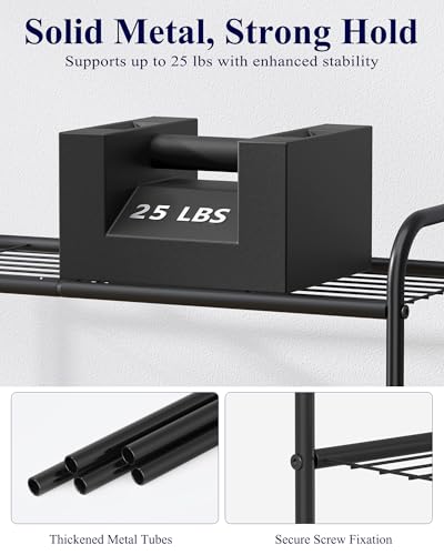 Kitsure Stainless Steel Shoe Rack Organizer, 25.6" Wide - 3 Tier, Black | Sturdy Shoe Rack for Closet and Entryway, Free Standing Shoe Shelf, Closet Organizers and Storage