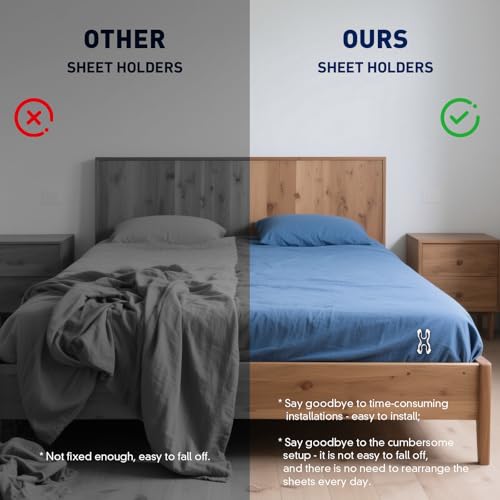 Bed Sheet Holders Lock for Corners - Bed Sheets Holder Heavy Duty in Place Set of 4 for All Mattress Sizes - Bed Sheet Mattress Holder Corner Keep Firm Tight (White)