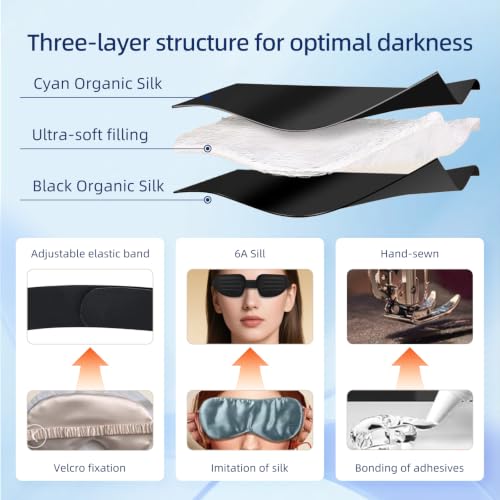 Sleep Mask for Sleeping, Zero Pressure 3D Blackout Eye Mask | 0.6" Deep Eye Cups for Lash Extensions & Side Sleepers, Soft Cotton Material, Adjustable Fit for Travel, Naps & Night Sleep