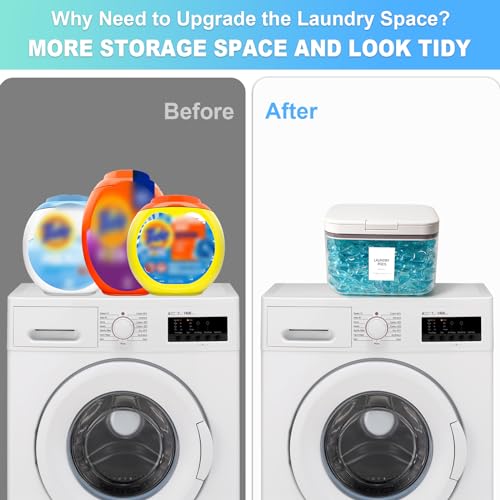 Laundry Pods Container, 1 Pack 2.96 qt. / 95 fl oz Powder Holder Dispenser for Laundry Room Organization Decor, Plastic Pod Beads Detergent Containers for Storage