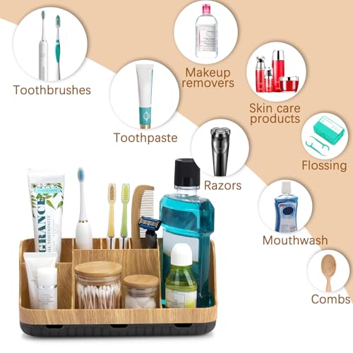 GFWARE Bathroom Organizers and Storage - Detachable 7 Slots Kids Electric Toothbrush and Toothpaste Holde Drainage for Bathroom Accessories Organization Counter Vanity Storage