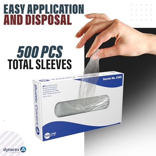Dynarex Wash Bottle Bags - Disposable Sleeve Covers for Tattoo Squeeze Bottle - Sterile Pouches for Full Coverage - Large Size, Box of 500
