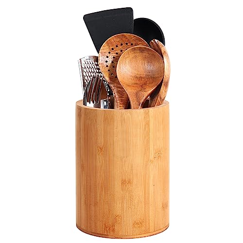 Bamboo Utensil Holder, Large Utensil Holders for K... (Brown | Bamboo, Wood)