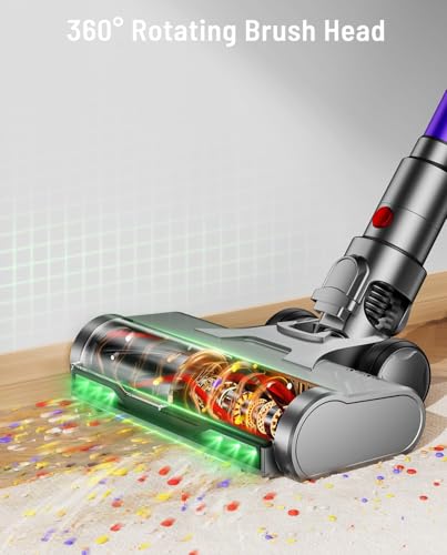 Cordless Vacuum Cleaner, 650W 55KPA 75Min Powerful Vacuum Cleaners for Home, Self-Standing Stick Vacuum Cordless Rechargeable/ Anti-Tangle/OLED Screen/1.8L Cup for Home Pet Hair/Carpet/Hardwood Floor
