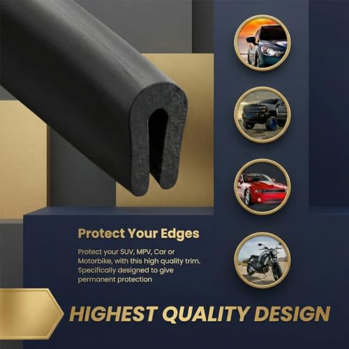 Kingdder Rubber Edge Trim 1/8" U Channel Sheet Metal Edge Protector Door 35 Feet Long Seal Strip Guard Weather Resistance Fits for Car Doors Steel Plates Glass Hatches Table Corners(Black)