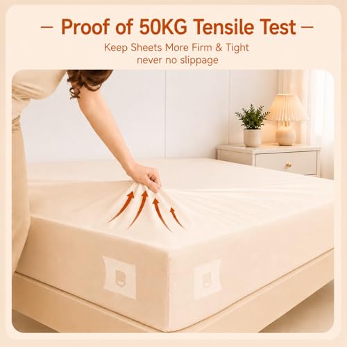 Bed Sheet Holders for Corners, 4 Pack Fabric-Friendly Fitted Sheet Clips, Upgraded Lock Design Heavy Duty Non-Slip Fasteners, Keep Sheets Taut Firmly, Universal Fit for All Mattress Sizes