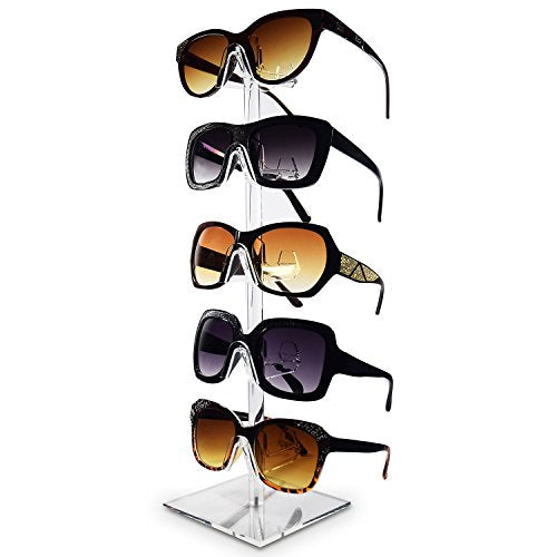 MOOCA 2-Piece Acrylic Eyewear Display Stand, Holds 10 Frames | Eyewear rack with oversized supports displays large sunglasses and eyeglasses for show,store,home and easy assemble.'