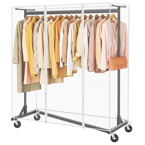 Z Clothes Rack with Cover, Metal Heavy Duty Clothi... (Black | Metal)