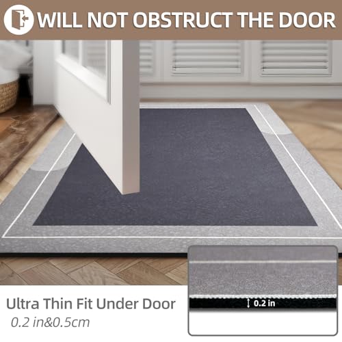 Mordem Diatomaceous Earth Bath Mat Super Absorbent Quick Dry Bath Mat, Bathroom Rugs Non Slip Washable, Thin Grey Bathroom Floor Mats-Shower Rug for in Front of Bathtub Shower, Easy Care, 15.7"x23.6"
