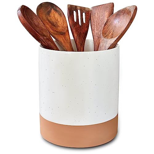 Mora Ceramic Kitchen Utensil Holder - Wooden Spoon... (Vanilla White | Porcelain)