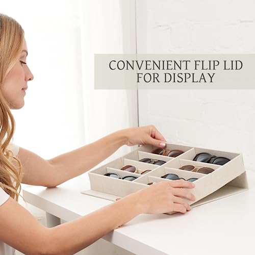 ZICOTO Beautiful Sunglass Storage Organizer For 8 Pairs - Stylish Case/Holder Displays Your Glasses And Protects From Dust