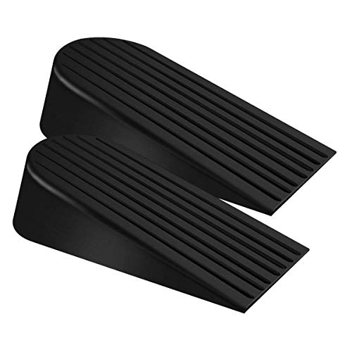 Big Door Stopper 2 Packs, Heavy Duty Wedge Rubber... (Black | Rubber)