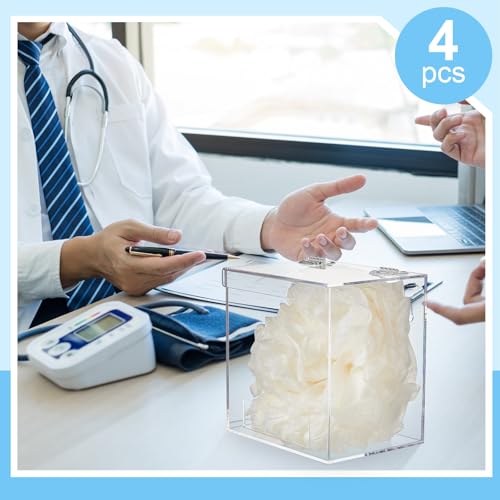 4 Pcs Acrylic Dispenser Wall Mount 6.9 x 6.7 x 5 Inch Beard Net Hair Net Holder Clear Acrylic Holder for Shoe Cover Glove