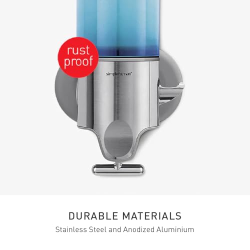 simplehuman Triple Wall Mount Pumps, Hotel-Grade Refillable 3-Chamber Shampoo Conditioner Body Wash Shower Dispenser, T-Bar Lever, No-Drill Install, for Bathrooms, Hotels, and Airbnbs, Stainless Steel