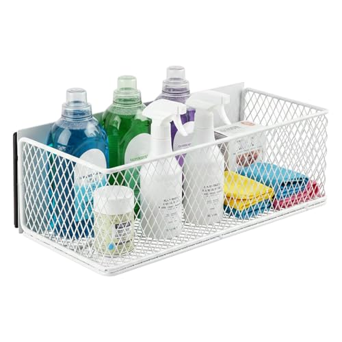 Magnetic Washer Shelf Organizer, White Magnetic Wire Basket with Strong Magnets, Metal Storage Shelf for Refrigerator, Washing Machine, Dryer, Kitchen and Laundry Room
