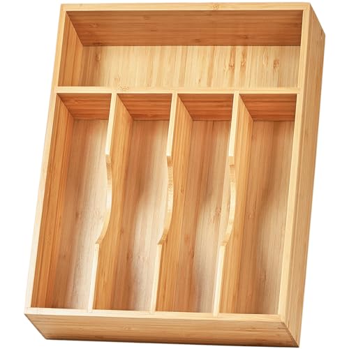 Kitchen Drawer Organizer, 10 Inch Silverware Utens... (Natural | Bamboo)