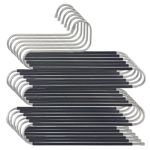 6 Pack Pant Hangers Space Saving,S-Type Non-Slip Stainless Steel Clothes Pants Hangers Closet Organizers and Storage, Closet Organizer Hanger Organizer for Scarf Jeans Trousers Towels Leggings
