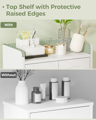 BEWISHOME Small Floor Cabinet,Toilet Paper Storage,Bathroom Storage Cabinet | with 4 Doors and Shelves, Bathroom Organizers and Storage for Small Spaces, White 7.9" D x 14.6" W x 31" H YYG11W