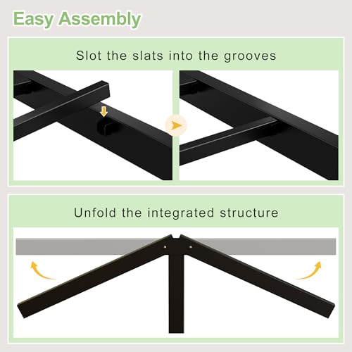 Lutown-Teen 12 Inch Twin Bed Frame with Headboard and Footboard | Metal Platform Bed Frame, Classic Style, Under Bed Storage, No Box Spring Needed, Easy Assembly, Noise Free, Black